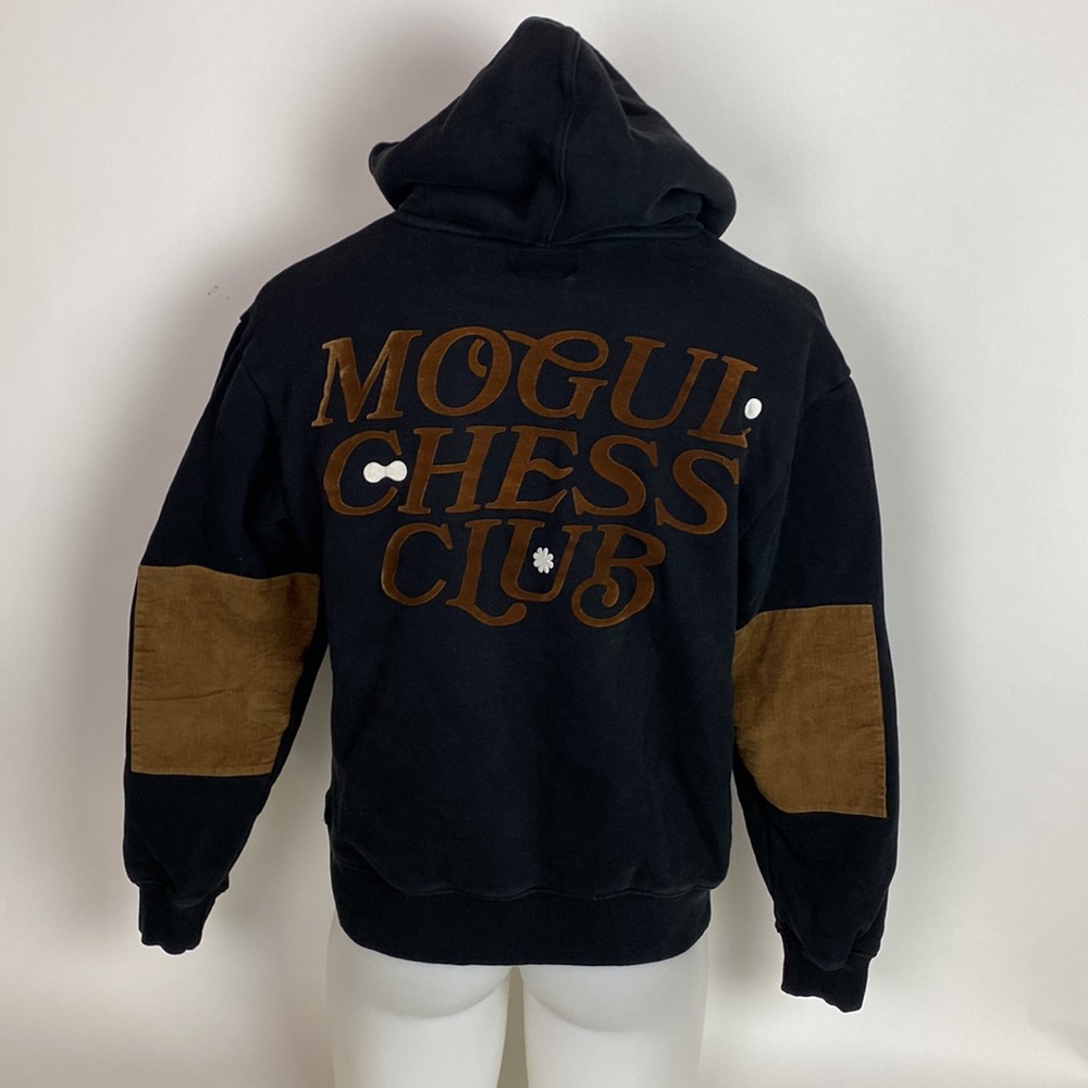 Ludwig Ahgren Mogul Moves Chess Club Corduroy Elbow Hoodie Black Mens Size M